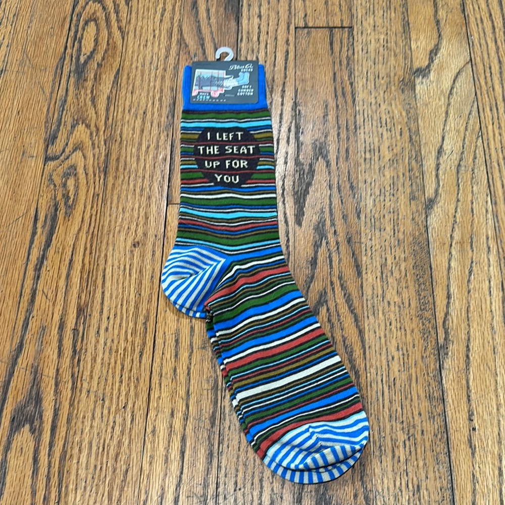 Blue Q Casual Socks Blue and Green Striped